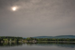 Low fog descending on the Bras d'Or Lakes.