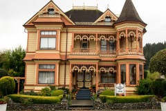 The Gingerbread Mansion Inn offered a hot fire to dry us off after a half day riding in occasional downpours.