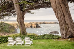 The view from our porch at the Agate Cove Inn in Mendocino.